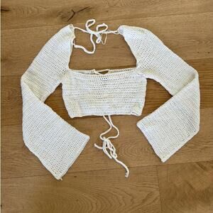 Glassons - Long Sleeve Crochet Top in White